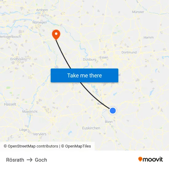 Rösrath to Goch map