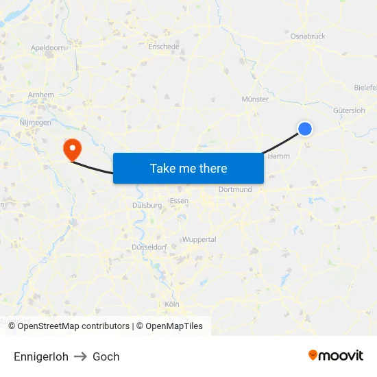 Ennigerloh to Goch map
