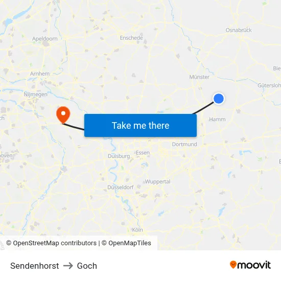 Sendenhorst to Goch map