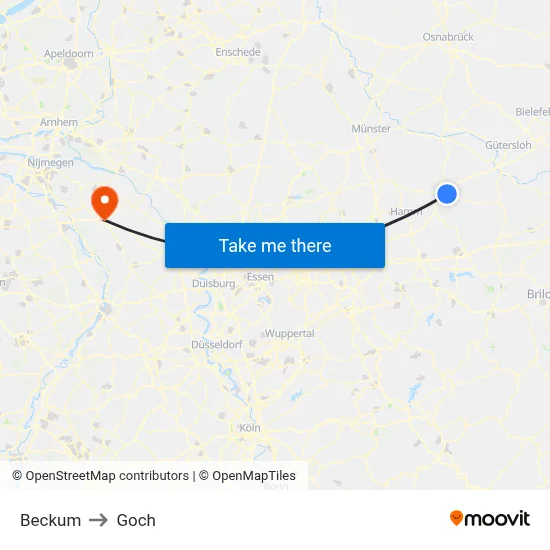 Beckum to Goch map
