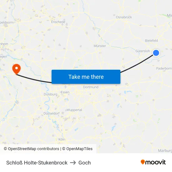 Schloß Holte-Stukenbrock to Goch map