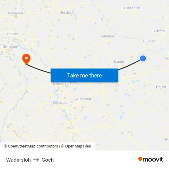 Wadersloh to Goch map
