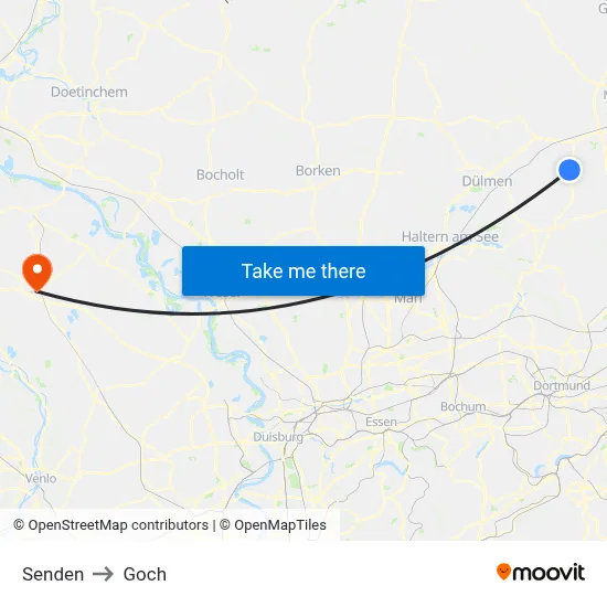 Senden to Goch map
