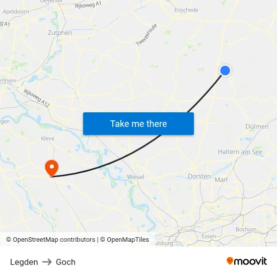 Legden to Goch map