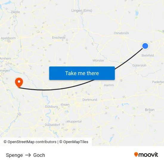 Spenge to Goch map
