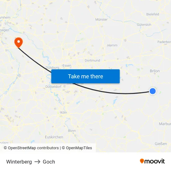 Winterberg to Goch map