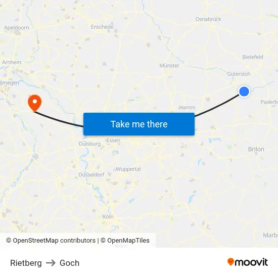 Rietberg to Goch map
