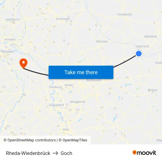 Rheda-Wiedenbrück to Goch map
