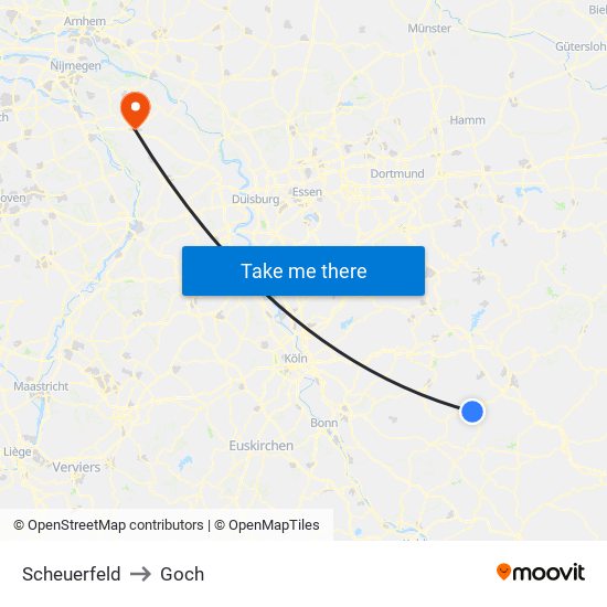 Scheuerfeld to Goch map