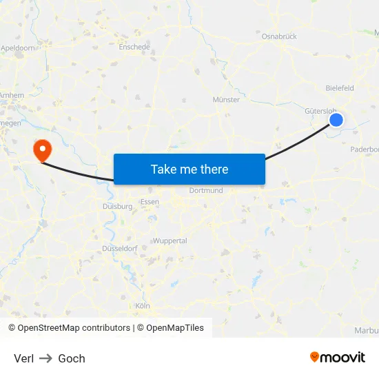 Verl to Goch map