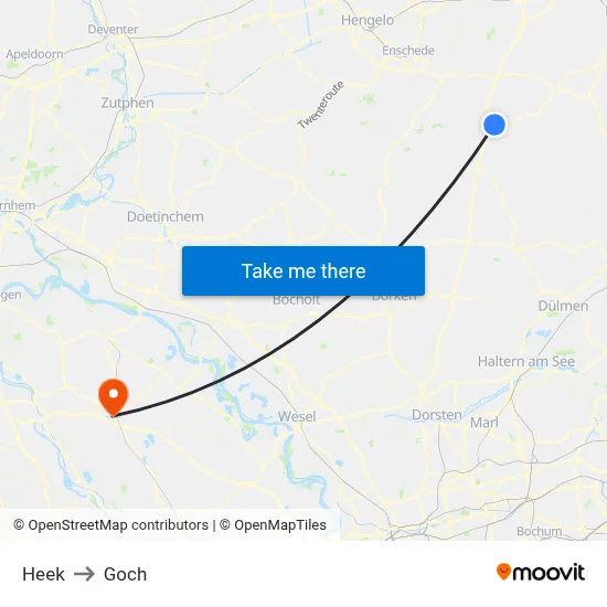 Heek to Goch map