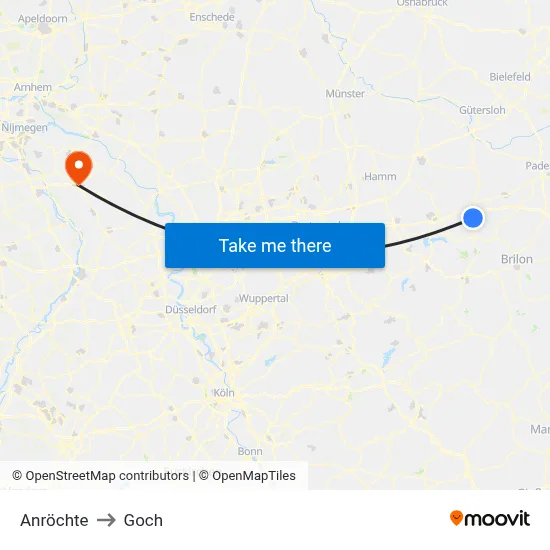 Anröchte to Goch map