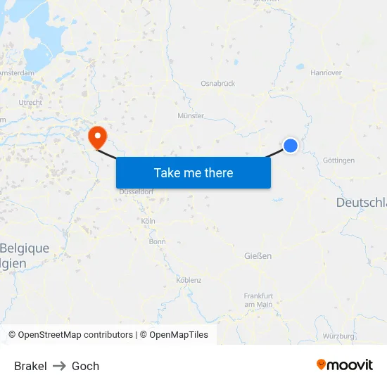 Brakel to Goch map