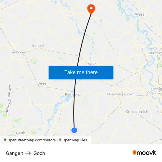 Gangelt to Goch map