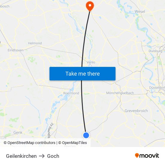 Geilenkirchen to Goch map