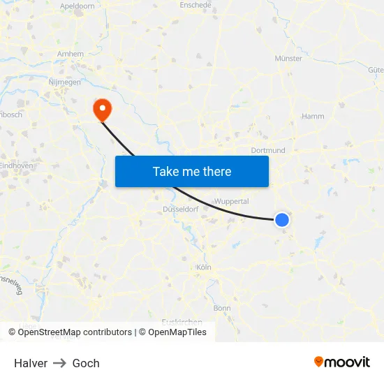 Halver to Goch map