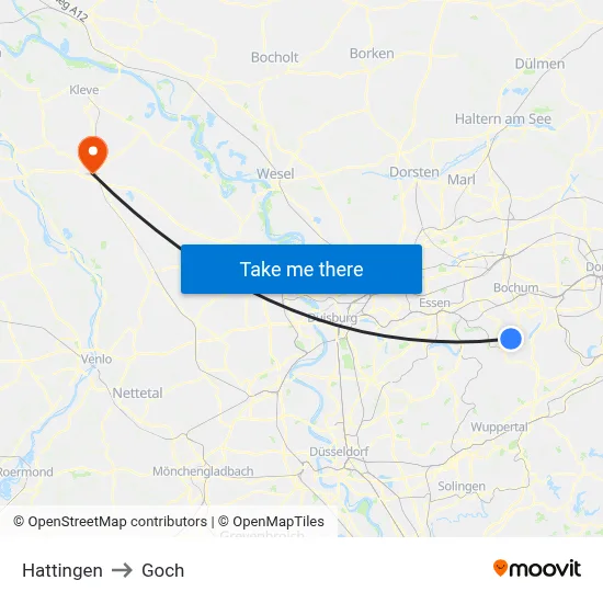 Hattingen to Goch map