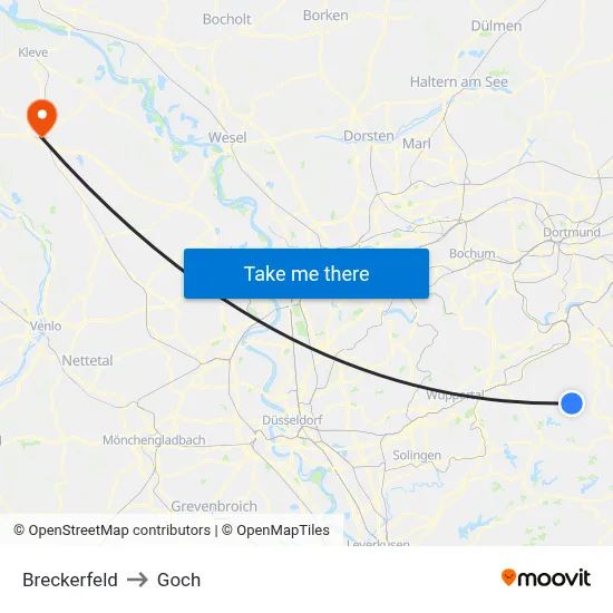 Breckerfeld to Goch map