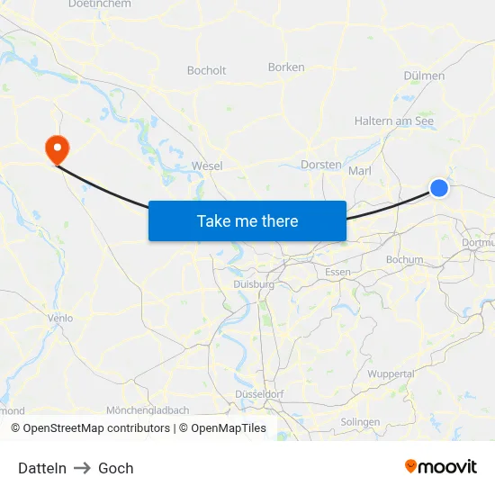 Datteln to Goch map