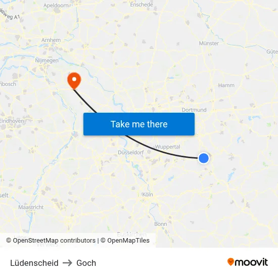 Lüdenscheid to Goch map