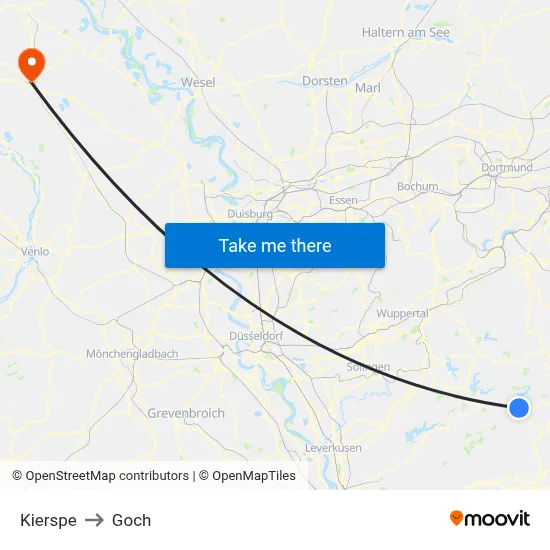 Kierspe to Goch map