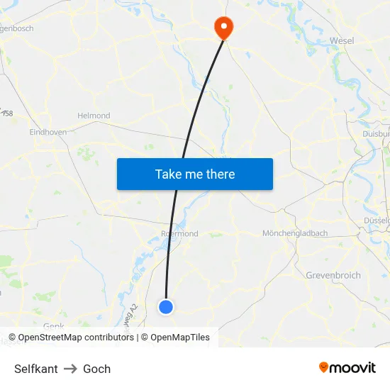 Selfkant to Goch map