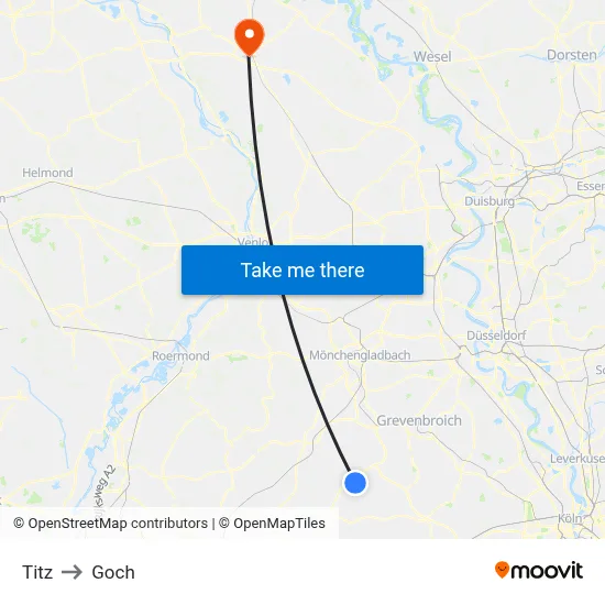 Titz to Goch map