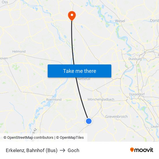 Erkelenz, Bahnhof (Bus) to Goch map