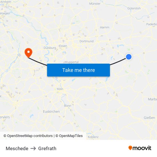 Meschede to Grefrath map