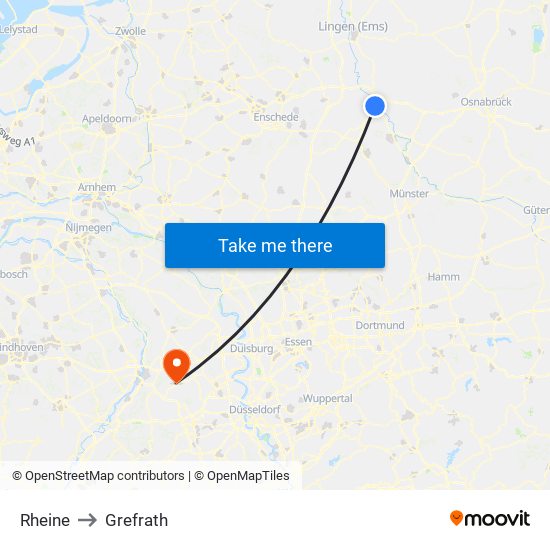 Rheine to Grefrath map