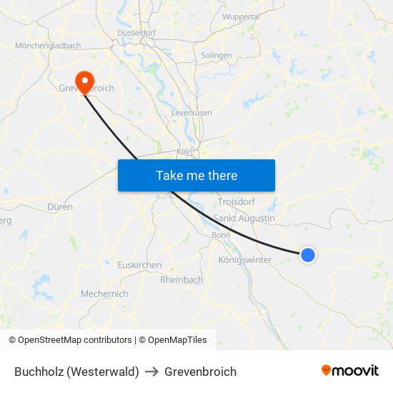 Buchholz (Westerwald) to Grevenbroich map