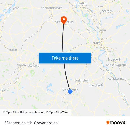 Mechernich to Grevenbroich map