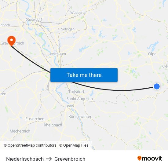 Niederfischbach to Grevenbroich map