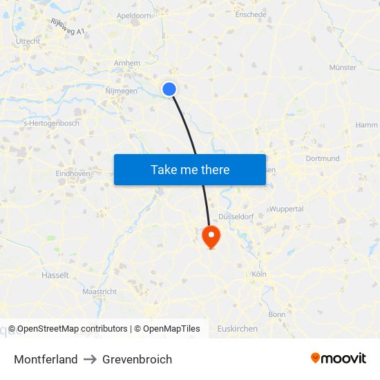 Montferland to Grevenbroich map