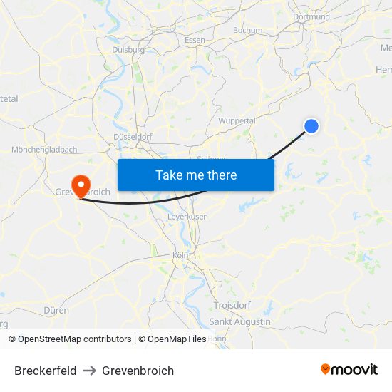 Breckerfeld to Grevenbroich map