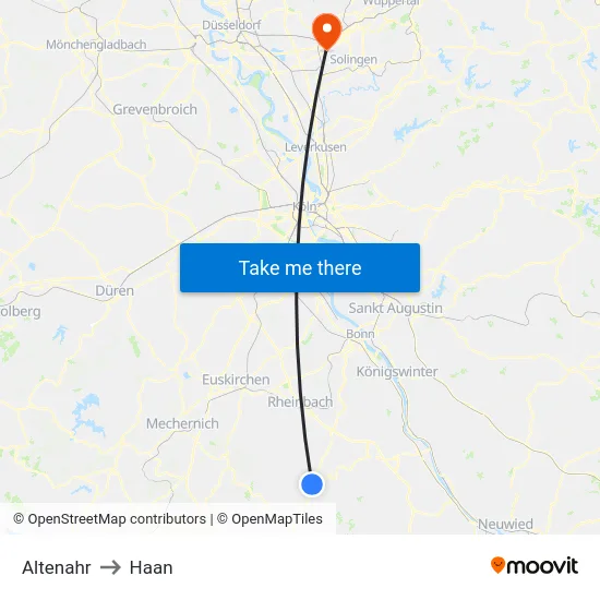 Altenahr to Haan map