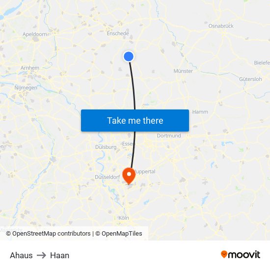 Ahaus to Haan map