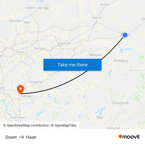 Soest to Haan map