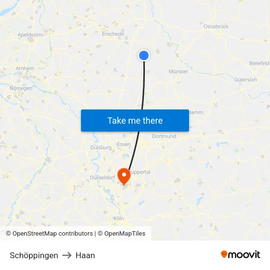 Schöppingen to Haan map
