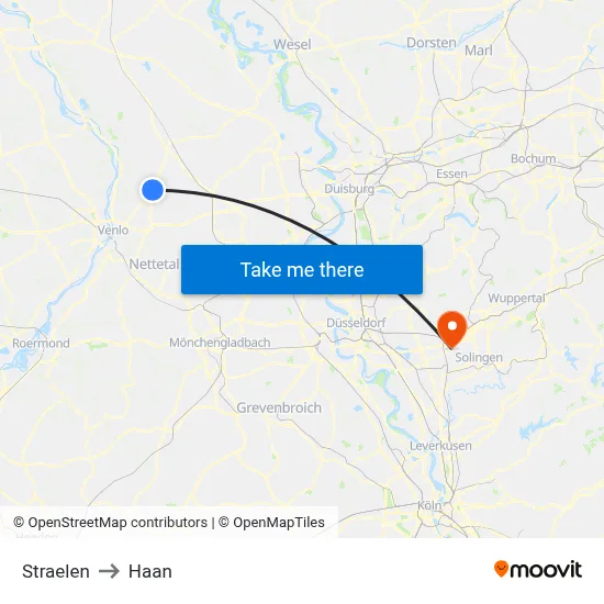 Straelen to Haan map
