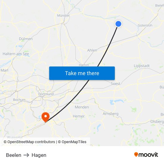 Beelen to Hagen map