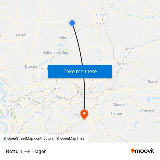 Nottuln to Hagen map