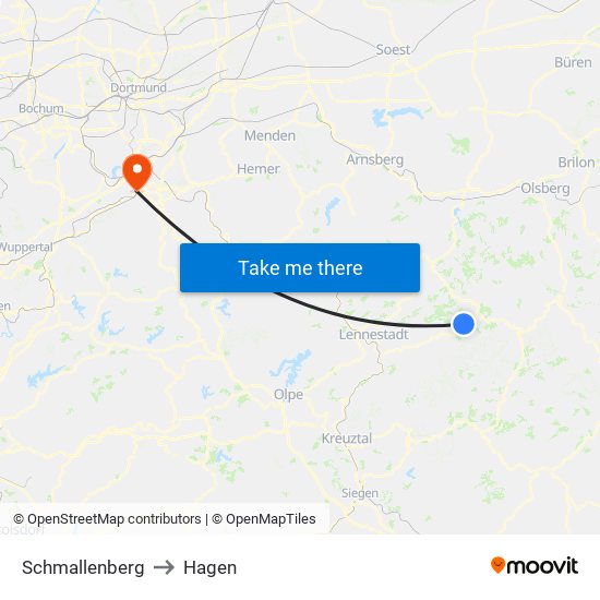 Schmallenberg to Hagen map