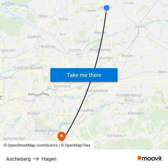 Ascheberg to Hagen map