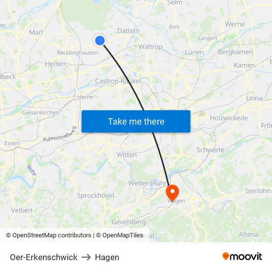 Oer-Erkenschwick to Hagen map