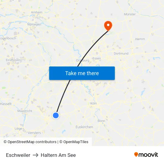 Eschweiler to Haltern Am See map
