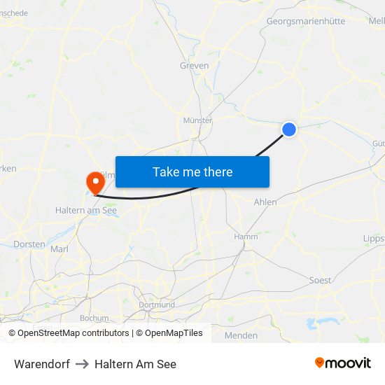 Warendorf to Haltern Am See map