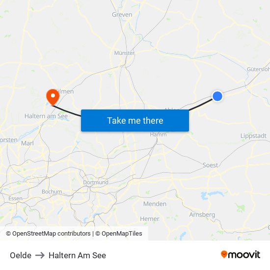 Oelde to Haltern Am See map