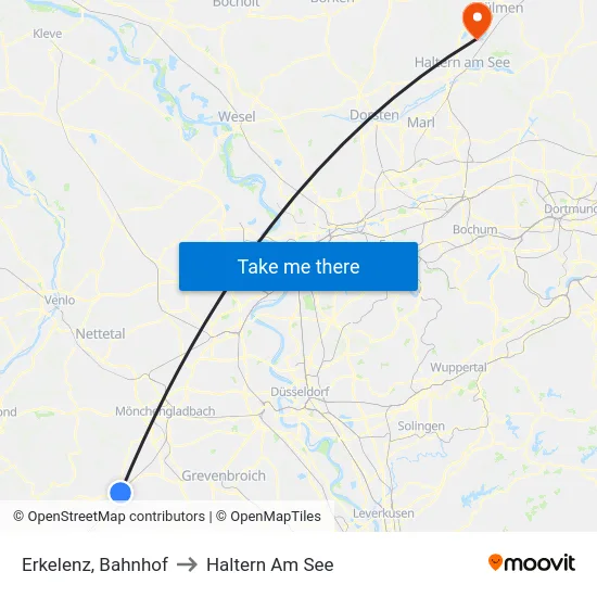 Erkelenz, Bahnhof to Haltern Am See map
