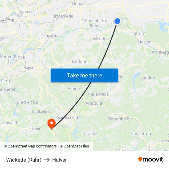 Wickede (Ruhr) to Halver map